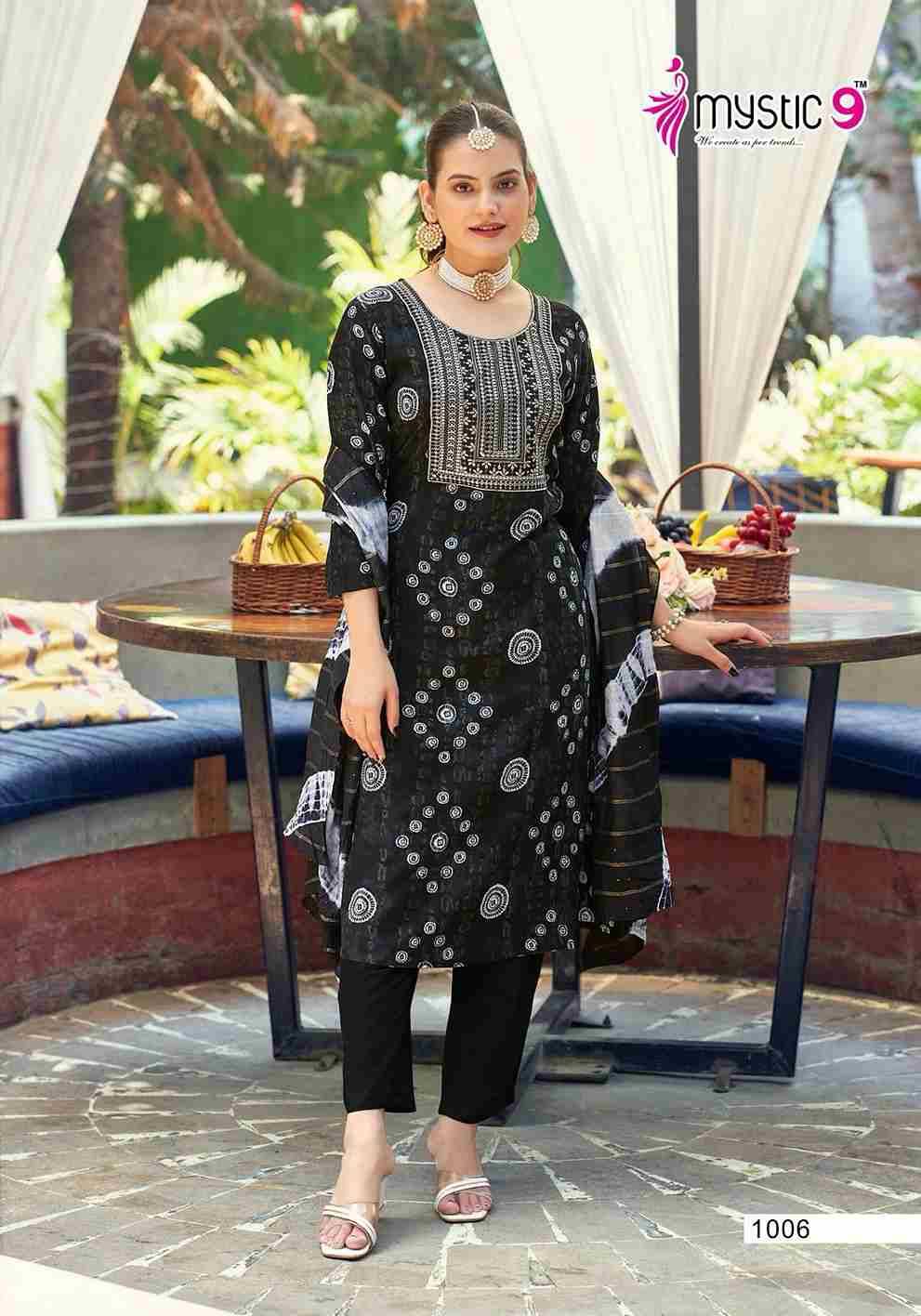 Khanak Vol-1 By Mystic 9 1001 To 1008 Series Beautiful Suits Colorful Stylish Fancy Casual Wear & Ethnic Wear Rayon Print Dresses At Wholesale Price