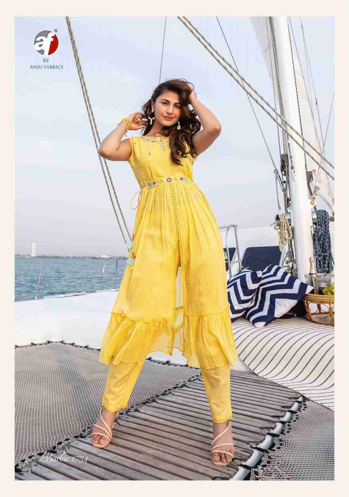 Barbie Vol-2 By Anju Fabrics 2751 To 2758 Series Designer Stylish Fancy Colorful Beautiful Party Wear & Ethnic Wear Collection Mal Cotton Kurtis With Bottom At Wholesale Price