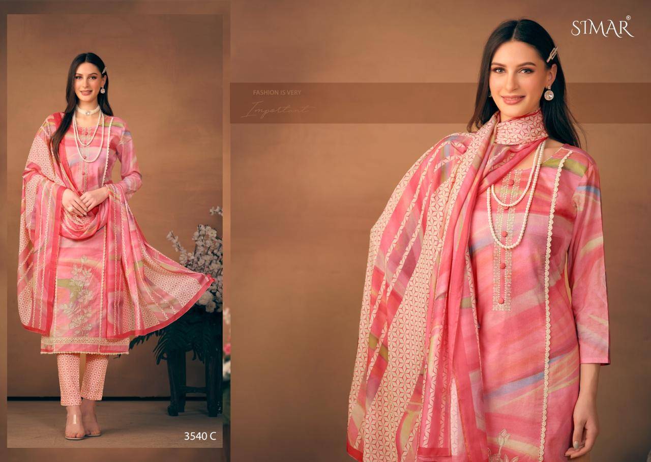 Elliza By Glossy 3540-A To 3540-D Series Beautiful Festive Suits Colorful Stylish Fancy Casual Wear & Ethnic Wear Pure Lawn Cotton Dresses At Wholesale Price