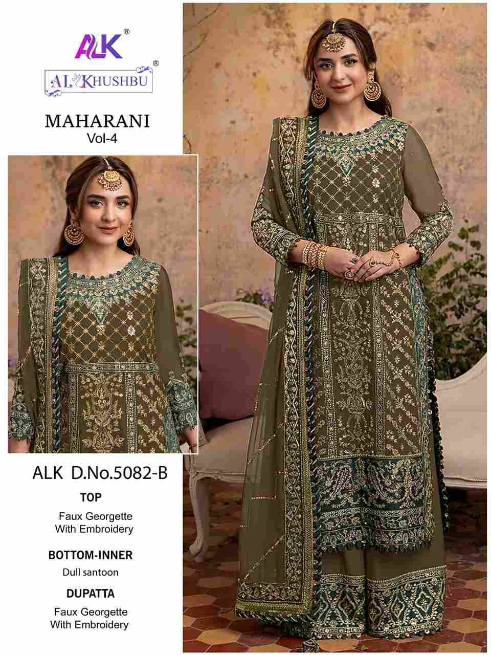 Maharani Vol-4 By Al Khushbu 5082-A To 5082-D Series Designer Pakistani Suits Beautiful Stylish Fancy Colorful Party Wear & Occasional Wear Faux Georgette Embroidered Dresses At Wholesale Price
