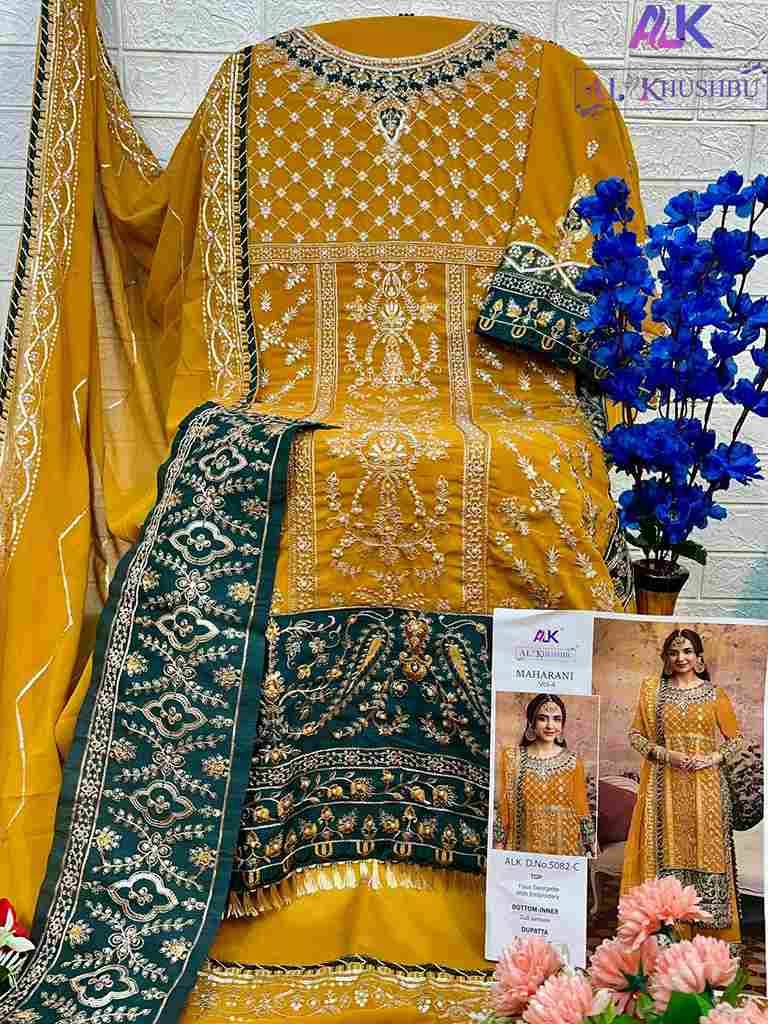 Maharani Vol-4 By Al Khushbu 5082-A To 5082-D Series Designer Pakistani Suits Beautiful Stylish Fancy Colorful Party Wear & Occasional Wear Faux Georgette Embroidered Dresses At Wholesale Price
