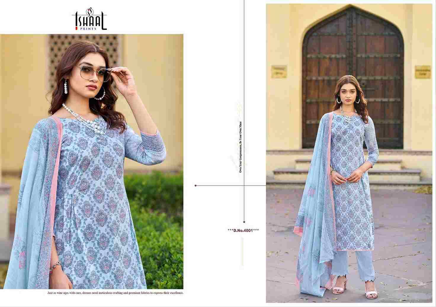 Kesariya Vol-4 By Ishaal Prints 4001 To 4008 Series Beautiful Festive Suits Stylish Fancy Colorful Casual Wear & Ethnic Wear Pure Lawn Embroidered Dresses At Wholesale Price
