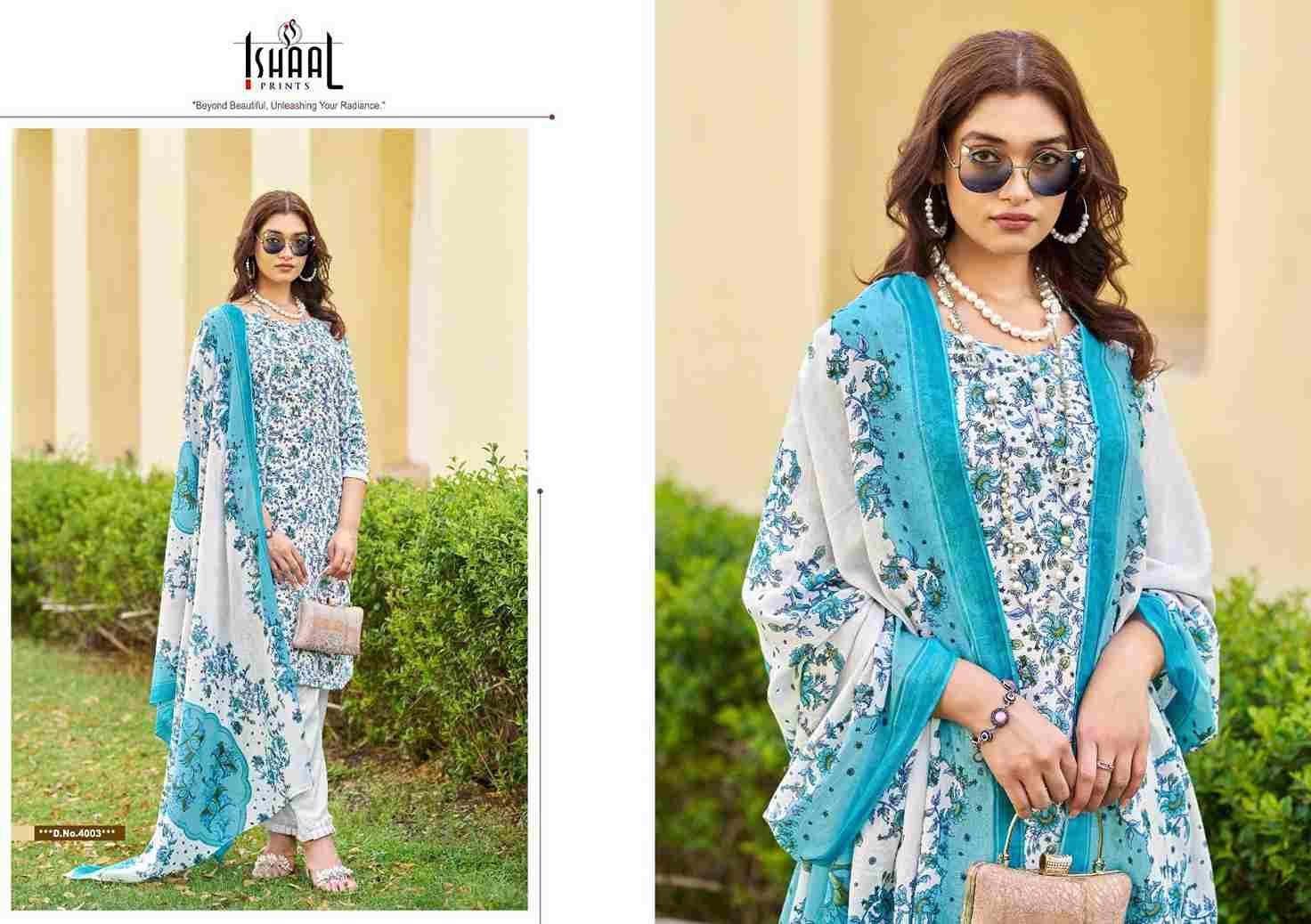 Kesariya Vol-4 By Ishaal Prints 4001 To 4008 Series Beautiful Festive Suits Stylish Fancy Colorful Casual Wear & Ethnic Wear Pure Lawn Embroidered Dresses At Wholesale Price