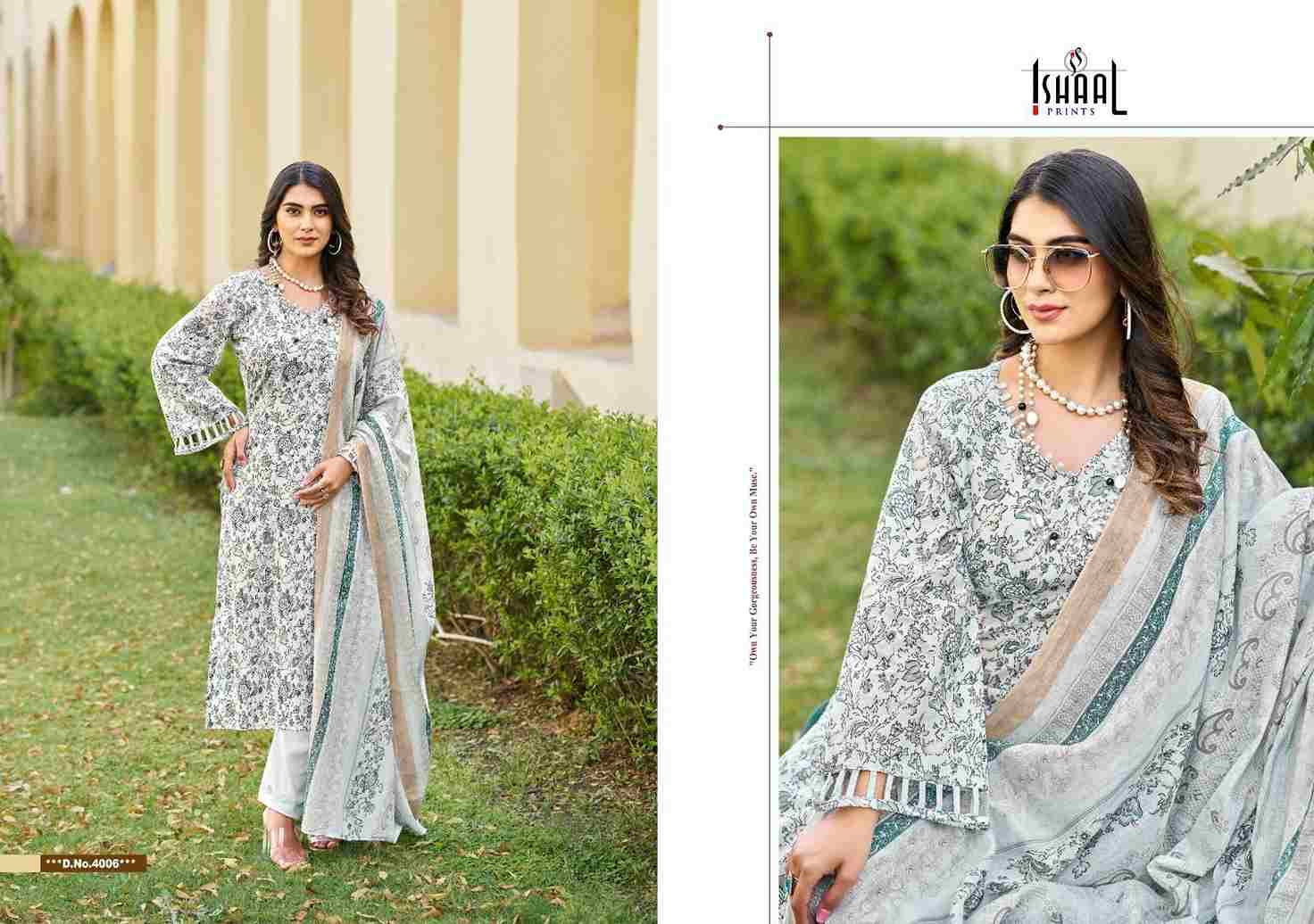 Kesariya Vol-4 By Ishaal Prints 4001 To 4008 Series Beautiful Festive Suits Stylish Fancy Colorful Casual Wear & Ethnic Wear Pure Lawn Embroidered Dresses At Wholesale Price