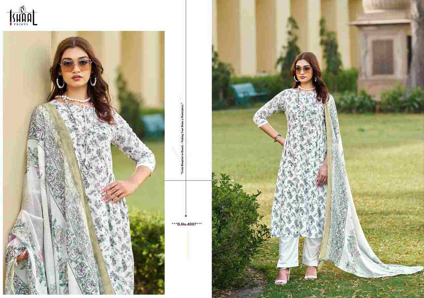 Kesariya Vol-4 By Ishaal Prints 4001 To 4008 Series Beautiful Festive Suits Stylish Fancy Colorful Casual Wear & Ethnic Wear Pure Lawn Embroidered Dresses At Wholesale Price