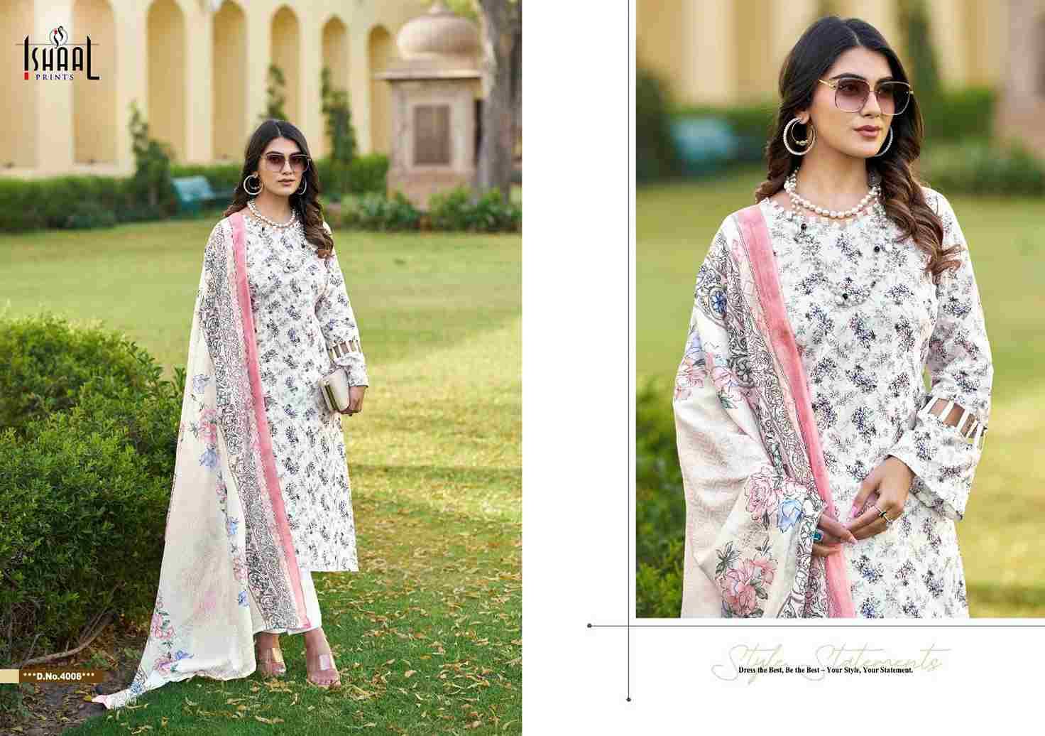 Kesariya Vol-4 By Ishaal Prints 4001 To 4008 Series Beautiful Festive Suits Stylish Fancy Colorful Casual Wear & Ethnic Wear Pure Lawn Embroidered Dresses At Wholesale Price