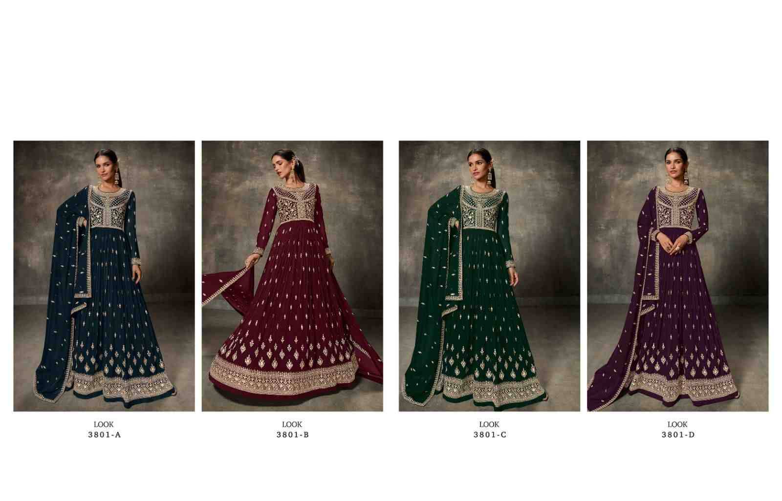 Sheroz By Fashid Wholesale 3801-A To 3801-D Series Designer Anarkali Suits Beautiful Fancy Colorful Stylish Party Wear & Occasional Wear Faux Georgette Dresses At Wholesale Price
