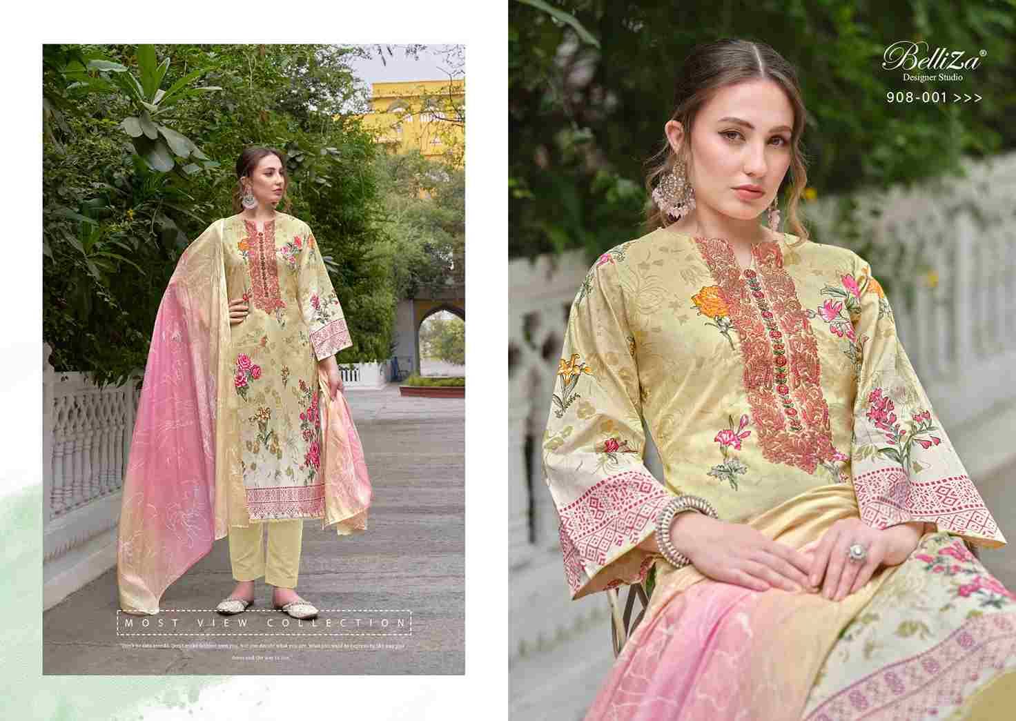 Naira Vol-48 By Belliza 908-001 To 908-008 Series Beautiful Festive Suits Stylish Fancy Colorful Casual Wear & Ethnic Wear Pure Cotton Print Dresses At Wholesale Price