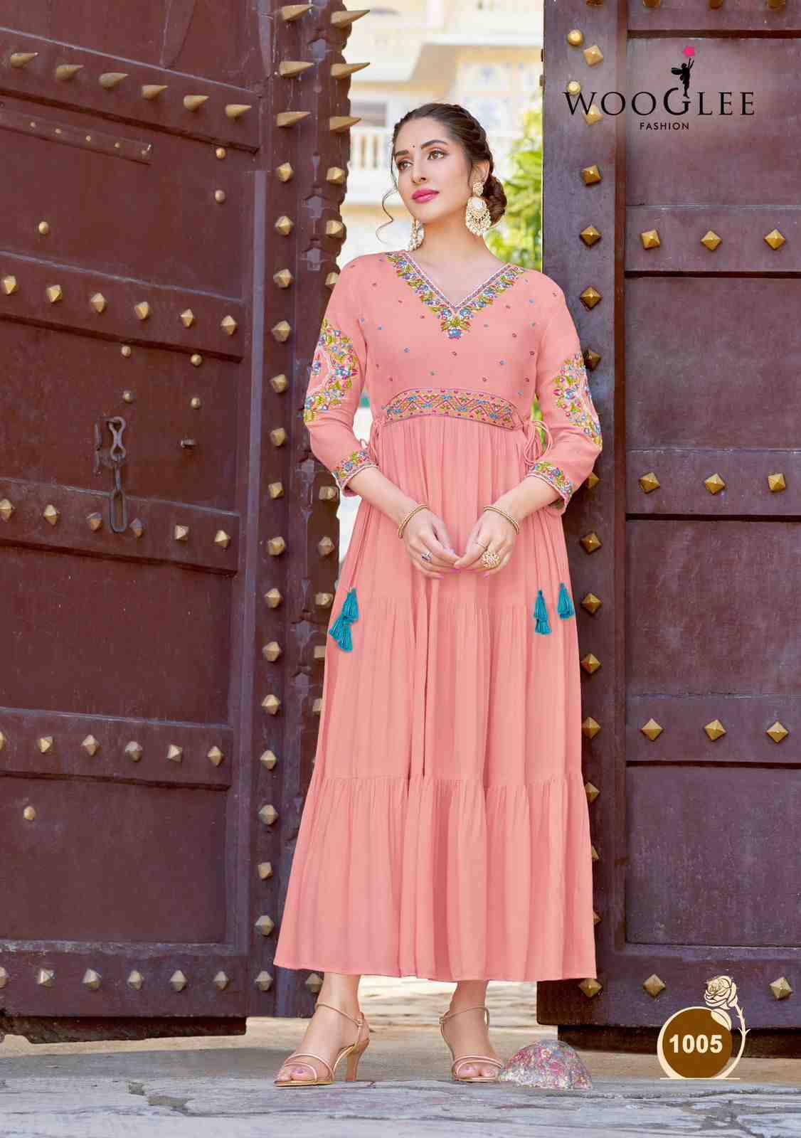 Nirja Vol-2 By Wooglee 1005 To 1008 Series Designer Stylish Fancy Colorful Beautiful Party Wear & Ethnic Wear Collection Rayon Embroidered Kurtis At Wholesale Price