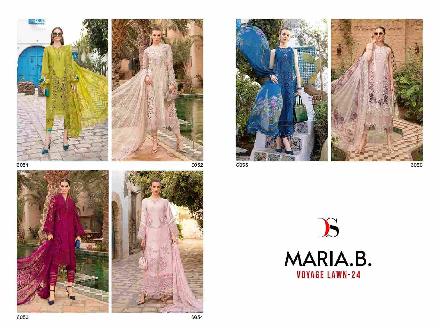 Maria.B. Voyage Lawn-24 By Deepsy Suits 6051 To 6056 Series Designer Pakistani Suits Beautiful Fancy Stylish Colorful Party Wear & Occasional Wear Pure Cotton With Embroidery Dresses At Wholesale Price