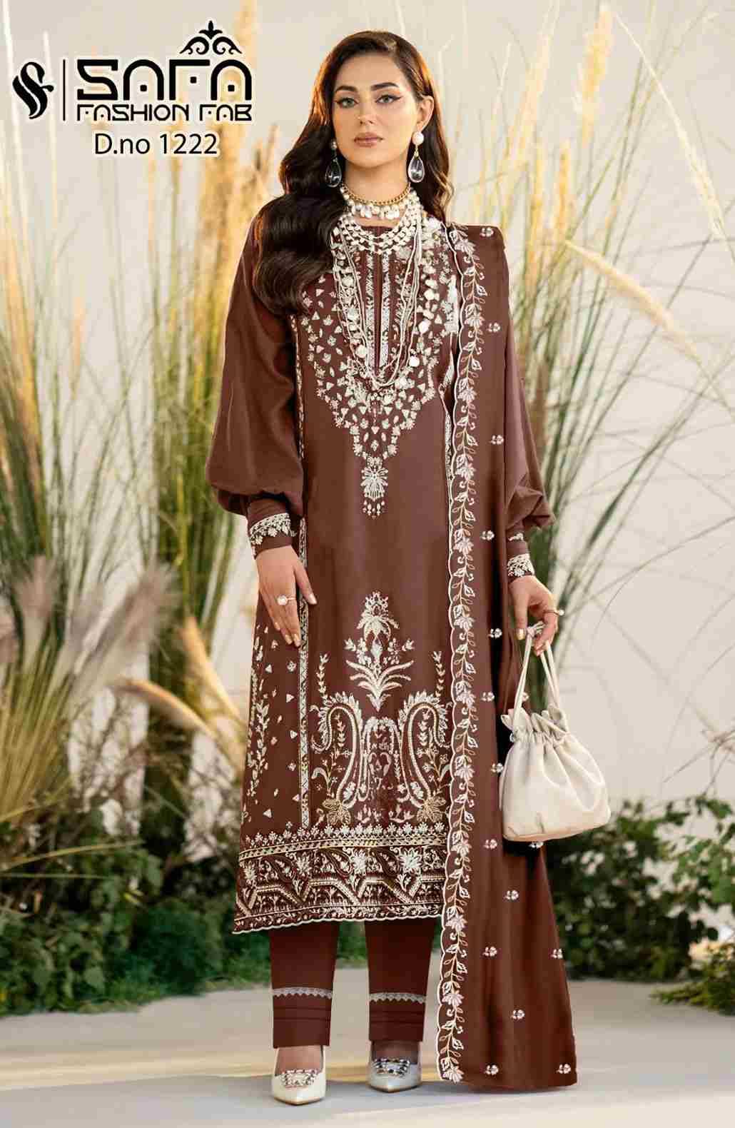 Safa 1222 Colours By Safa Fashion 1222-A To 1222-C Series Beautiful Pakistani Suits Colorful Stylish Fancy Casual Wear & Ethnic Wear Heavy Georgette Dresses At Wholesale Price