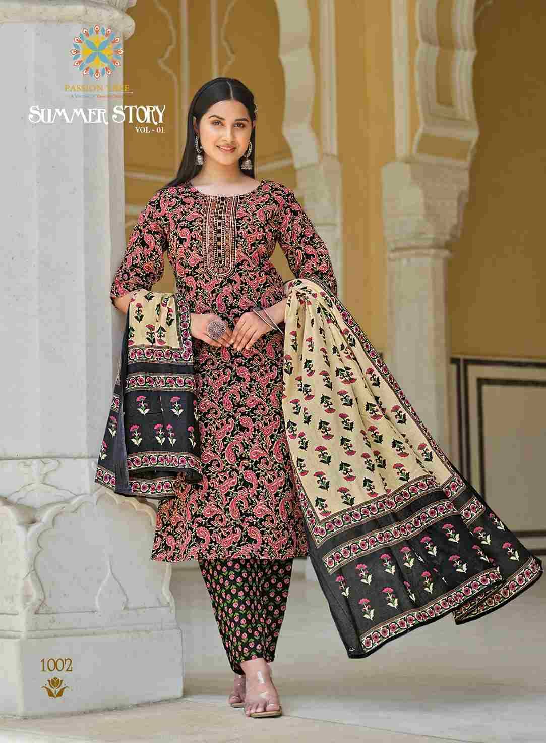 Summer Story Vol-1 By Passion Tree 1001 To 1007 Series Festive Suits Beautiful Fancy Colorful Stylish Party Wear & Occasional Wear Heavy Cotton Print Dresses At Wholesale Price