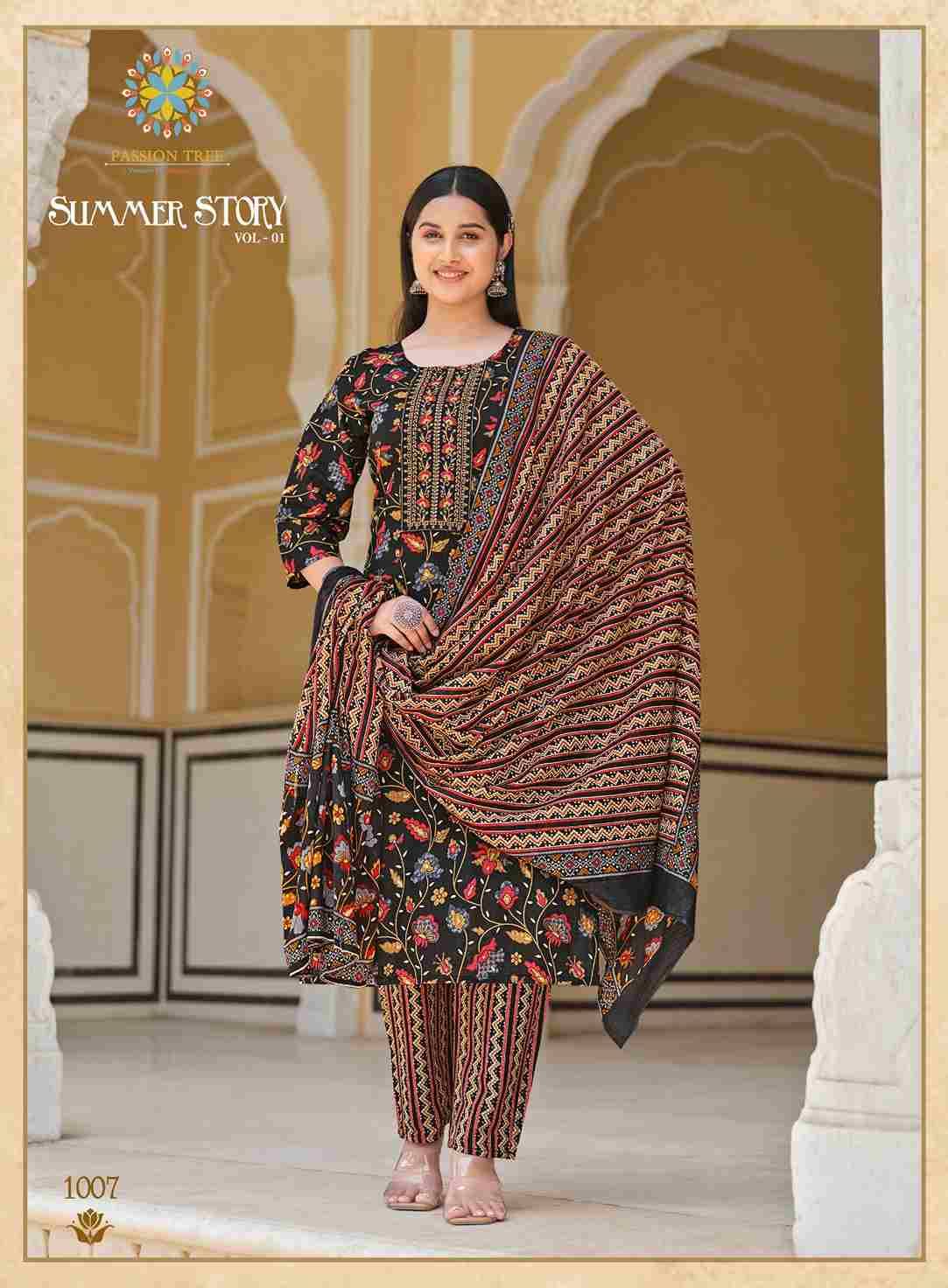 Summer Story Vol-1 By Passion Tree 1001 To 1007 Series Festive Suits Beautiful Fancy Colorful Stylish Party Wear & Occasional Wear Heavy Cotton Print Dresses At Wholesale Price