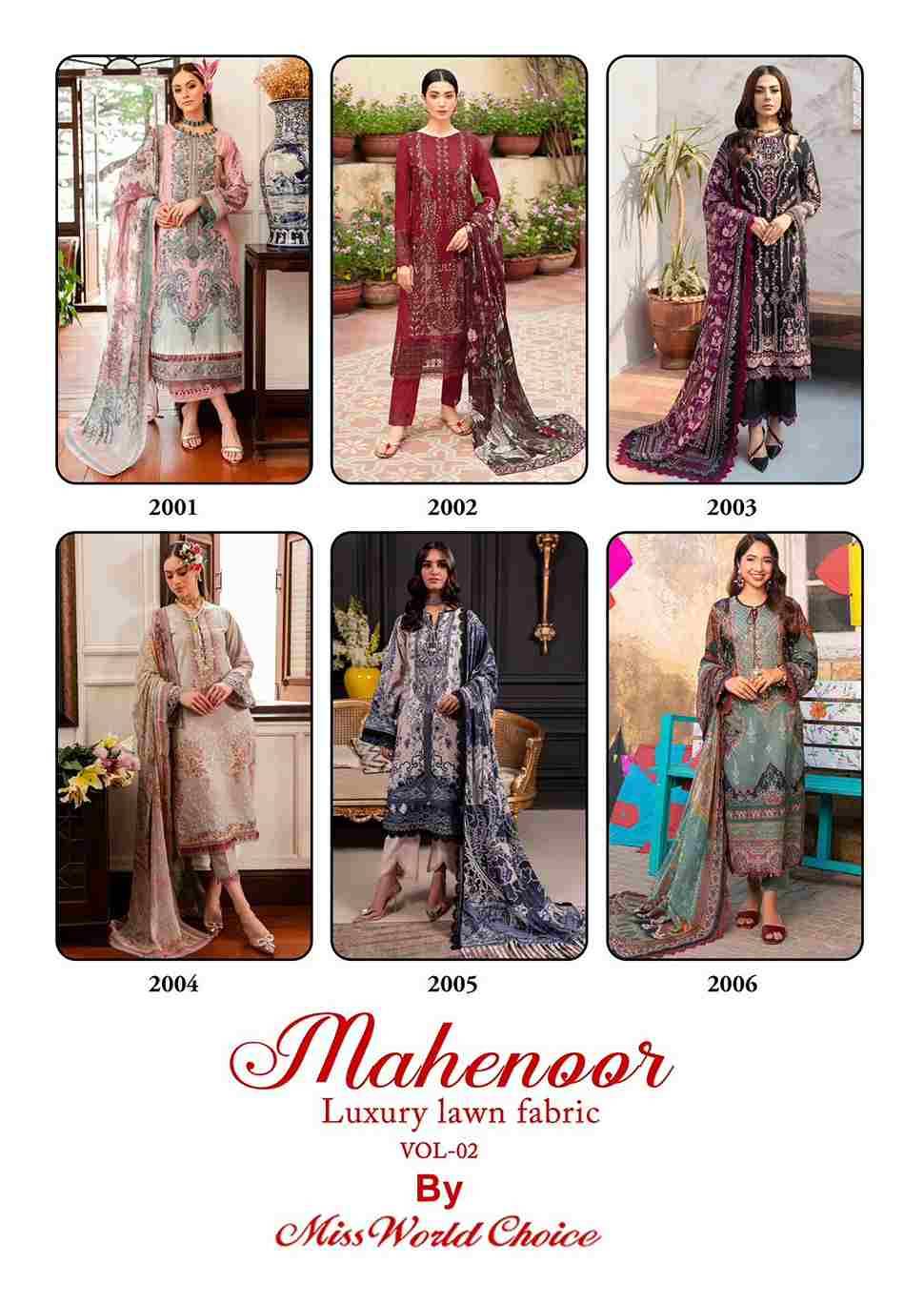 Mahenoor Vol-2 By Miss World Choice 2001 To 2006 Series Beautiful Festive Suits Stylish Fancy Colorful Casual Wear & Ethnic Wear Pure Lawn Print Dresses At Wholesale Price