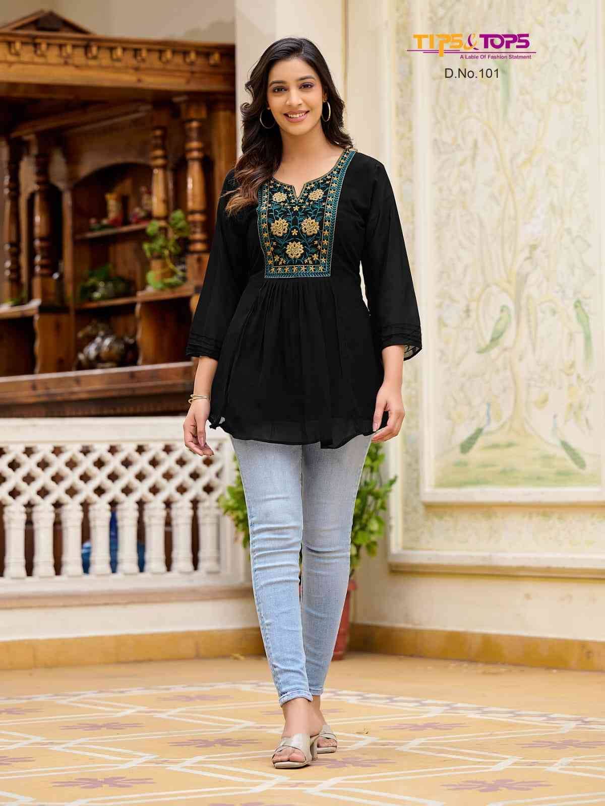 Glamour Vol-1 By Tips And Tops 101 To 106 Series Designer Stylish Fancy Colorful Beautiful Party Wear & Ethnic Wear Collection Heavy Georgette Tops At Wholesale Price