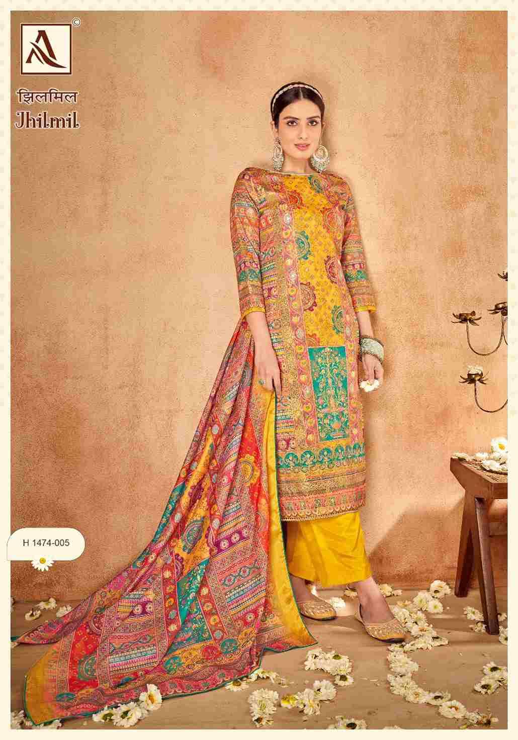 Jhilmil By Alok Suit 1474-001 To 1474-006 Series Beautiful Festive Suits Colorful Stylish Fancy Casual Wear & Ethnic Wear Pure Muslin Jacquard Dresses At Wholesale Price