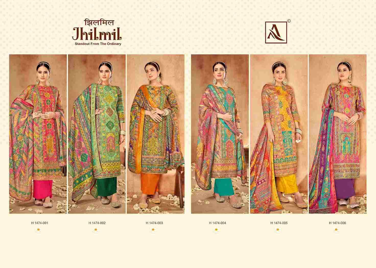 Jhilmil By Alok Suit 1474-001 To 1474-006 Series Beautiful Festive Suits Colorful Stylish Fancy Casual Wear & Ethnic Wear Pure Muslin Jacquard Dresses At Wholesale Price