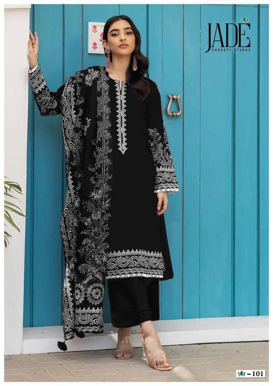 Bin Saeed Black And White By Jade 101 To 106 Series Beautiful Festive Suits Stylish Fancy Colorful Casual Wear & Ethnic Wear Pure Lawn Cotton Print Dresses At Wholesale Price