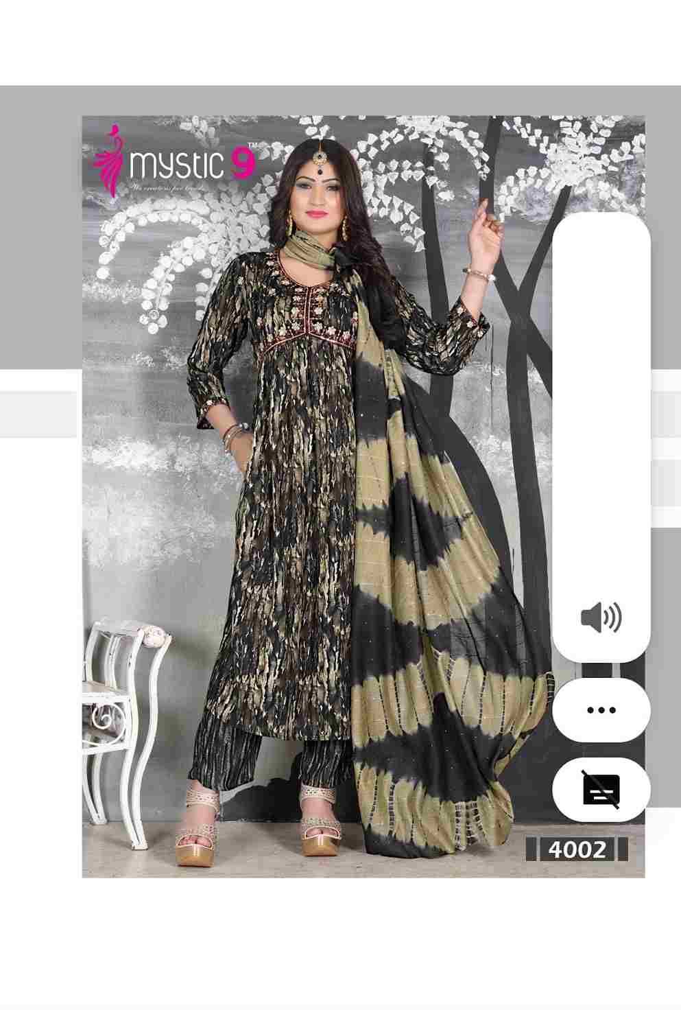 Pooja Vol-4 By Mystic 9 4001 To 4008 Series Beautiful Festive Suits Colorful Stylish Fancy Casual Wear & Ethnic Wear Fancy Dresses At Wholesale Price