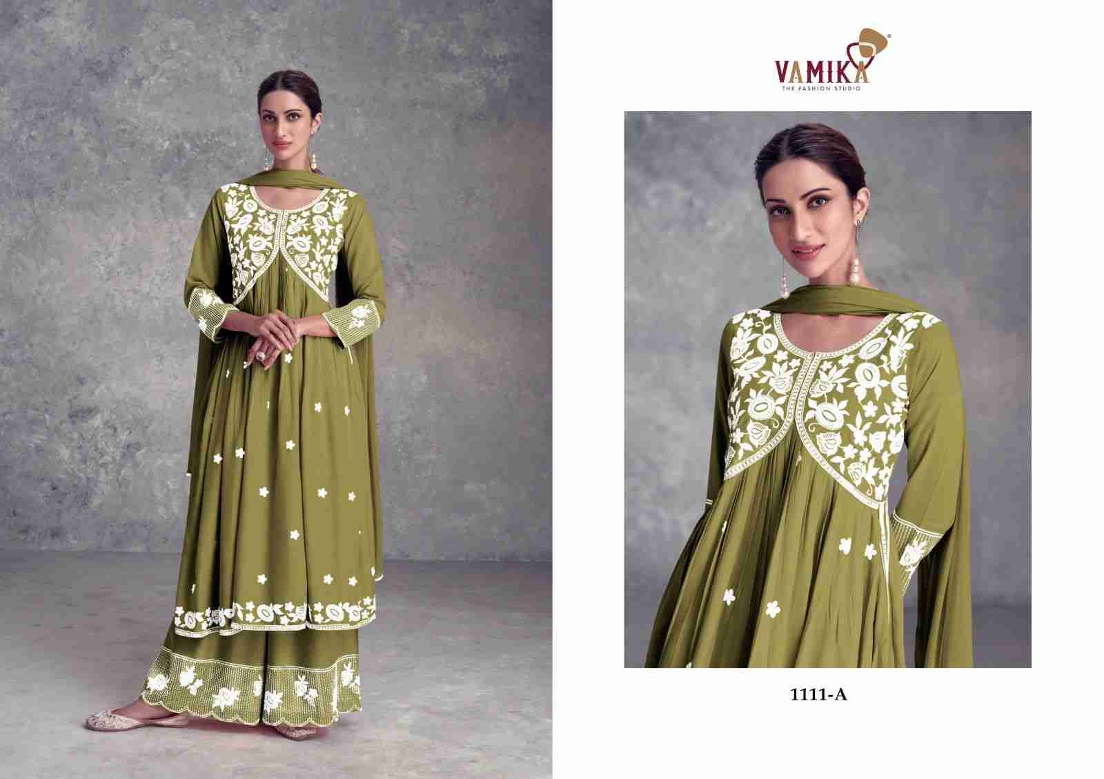 Aadhira Vol-9 Dark List By Vamika 1111-F To 1111-J Series Beautiful Festive Suits Colorful Stylish Fancy Casual Wear & Ethnic Wear Pure Viscose Rayon Embroidery Dresses At Wholesale Price