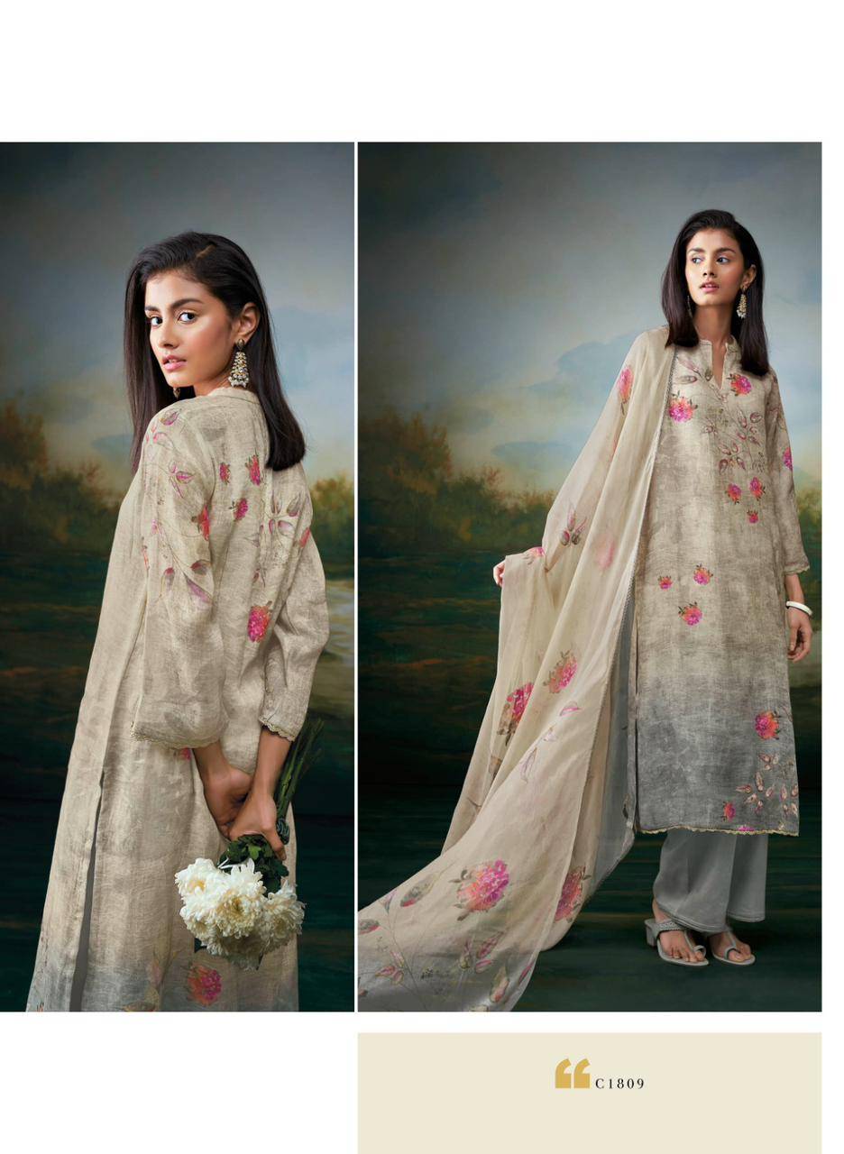 Herlett By Ganga Fashion 1807 To 1812 Series Beautiful Festive Suits Colorful Stylish Fancy Casual Wear & Ethnic Wear Pure Linen Dresses At Wholesale Price