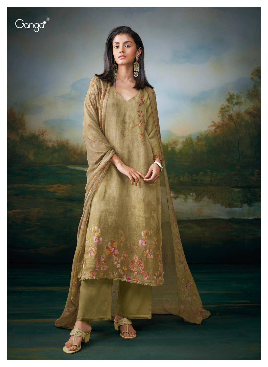 Herlett By Ganga Fashion 1807 To 1812 Series Beautiful Festive Suits Colorful Stylish Fancy Casual Wear & Ethnic Wear Pure Linen Dresses At Wholesale Price