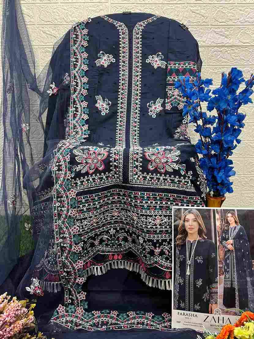 Farasha Vol -1 By Zaha 10314 To 10317 Series Beautiful Pakistani Suits Stylish Fancy Colorful Party Wear & Occasional Wear Cambric Cotton With Embroidery Dresses At Wholesale Price