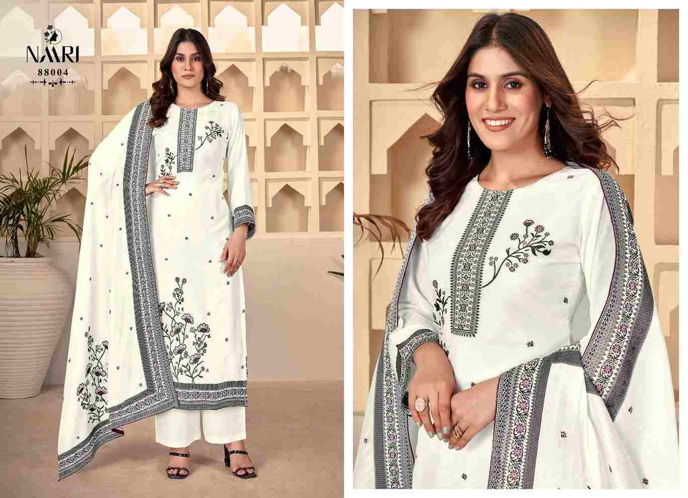 Riwaz Vol-2 By Naari 88001 To 88004 Series Beautiful Stylish Festive Suits Fancy Colorful Casual Wear & Ethnic Wear & Ready To Wear Pure Muslin Jacquard Print Dresses At Wholesale Price