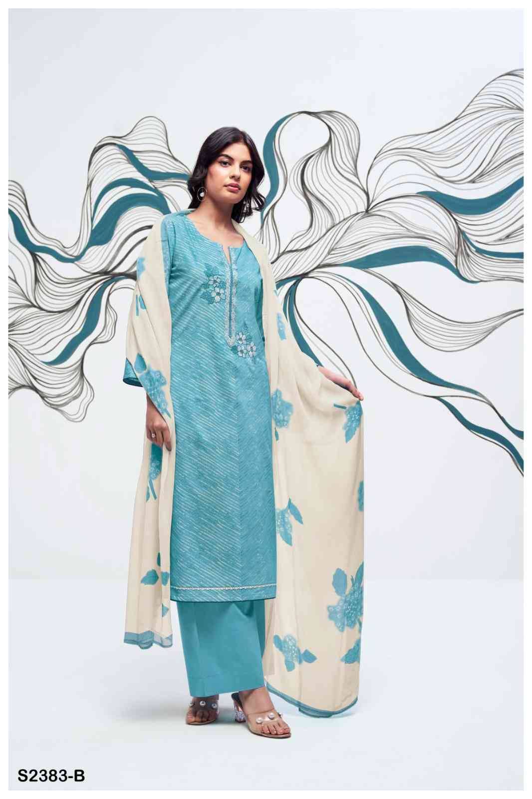 Maleah-2383 By Ganga Fashion 2383-A To 2383-D Series Beautiful Festive Suits Colorful Stylish Fancy Casual Wear & Ethnic Wear Pure Cotton Dresses At Wholesale Price