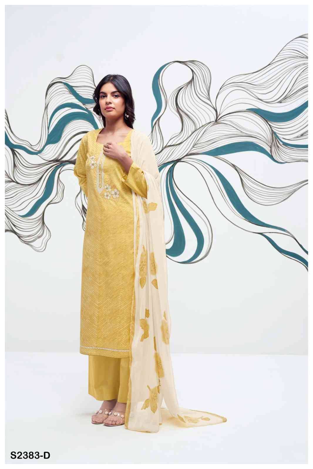Maleah-2383 By Ganga Fashion 2383-A To 2383-D Series Beautiful Festive Suits Colorful Stylish Fancy Casual Wear & Ethnic Wear Pure Cotton Dresses At Wholesale Price