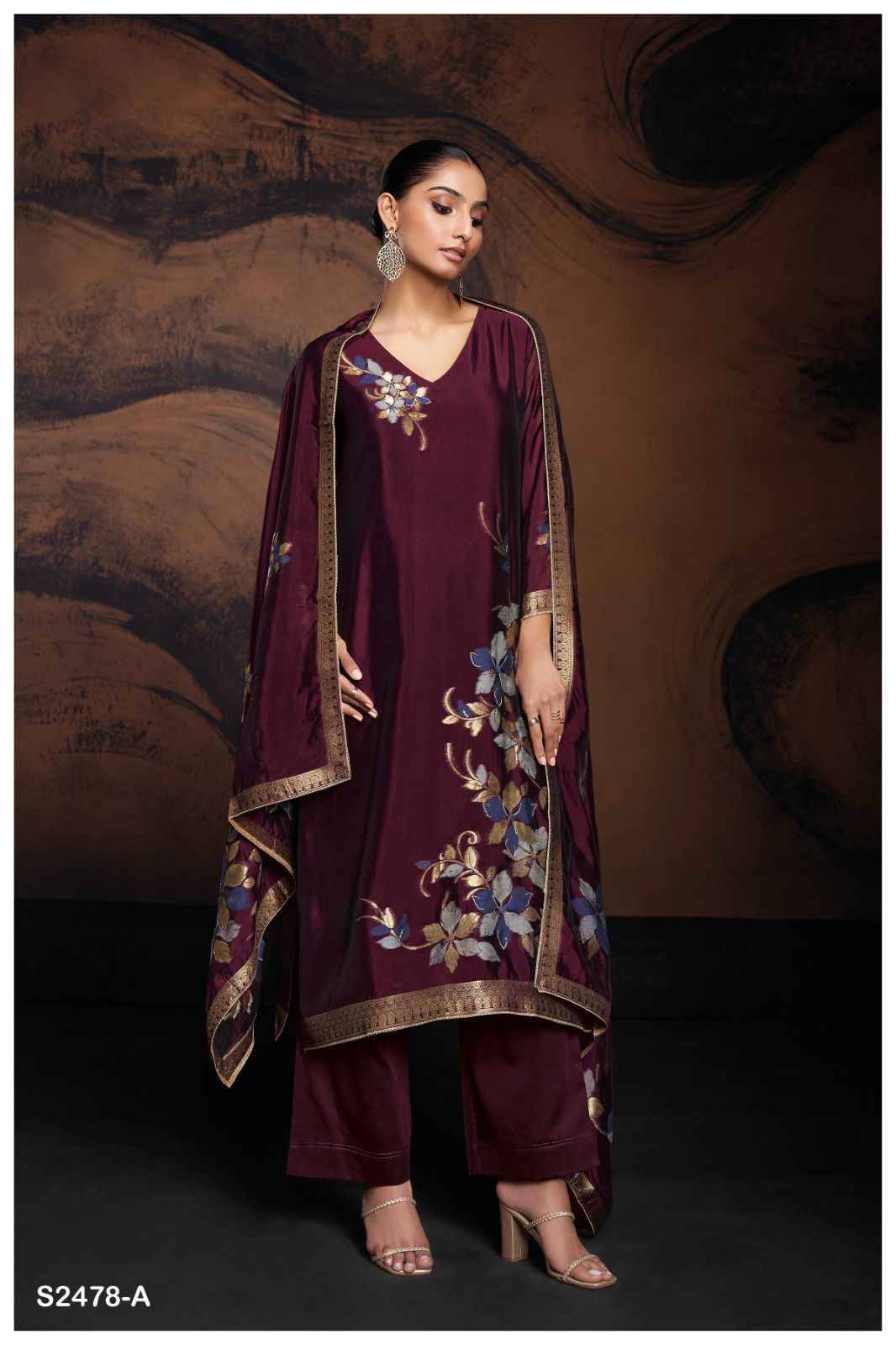 Evania-2478 By Ganga Fashion 2478-A To 2478-F Series Beautiful Festive Suits Colorful Stylish Fancy Casual Wear & Ethnic Wear Viscose Silk Dresses At Wholesale Price