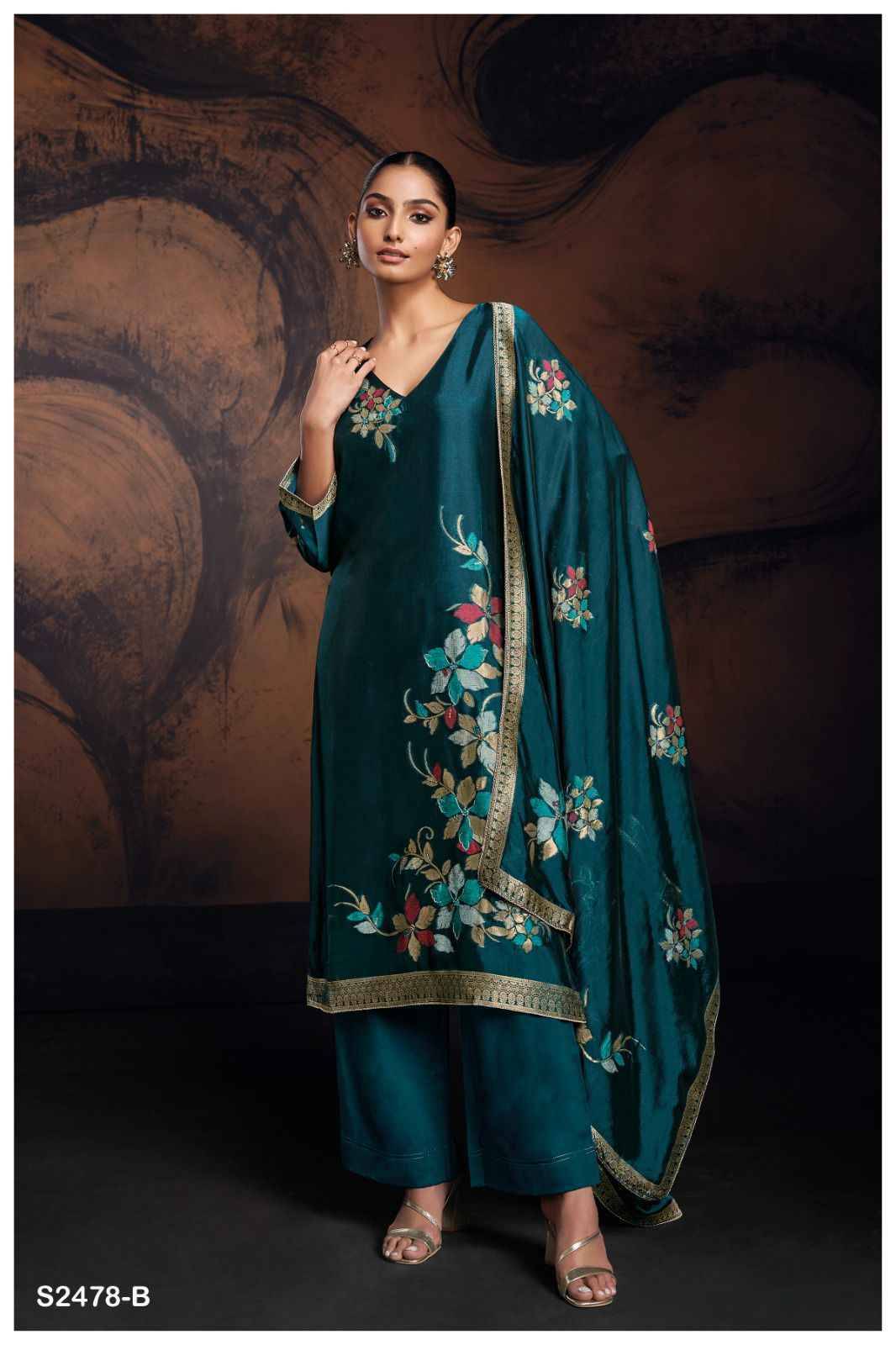 Evania-2478 By Ganga Fashion 2478-A To 2478-F Series Beautiful Festive Suits Colorful Stylish Fancy Casual Wear & Ethnic Wear Viscose Silk Dresses At Wholesale Price