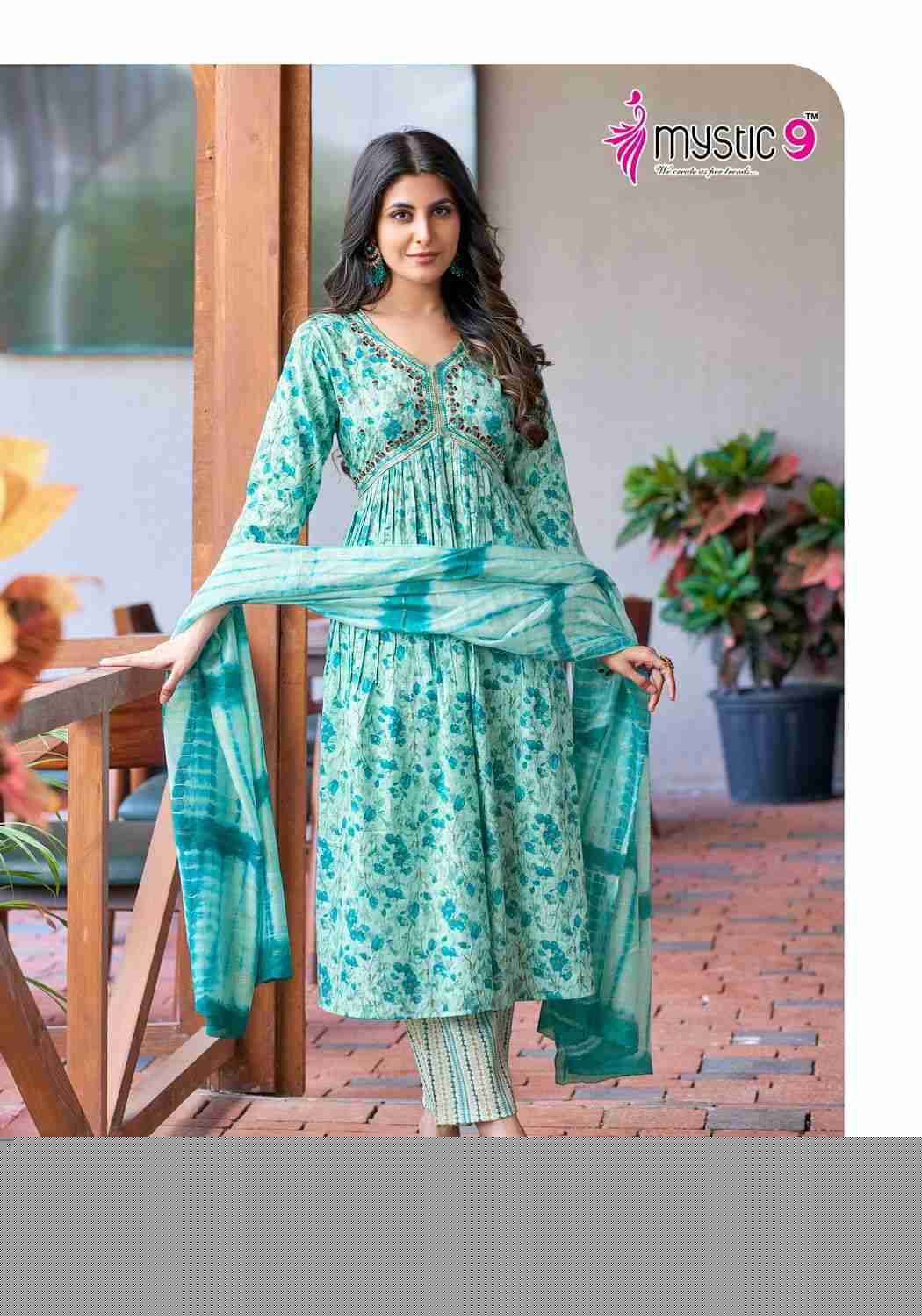 Heena Vol-3 By Mystic 9 3001 To 3008 Series Beautiful Suits Colorful Stylish Fancy Casual Wear & Ethnic Wear Rayon Print Dresses At Wholesale Price