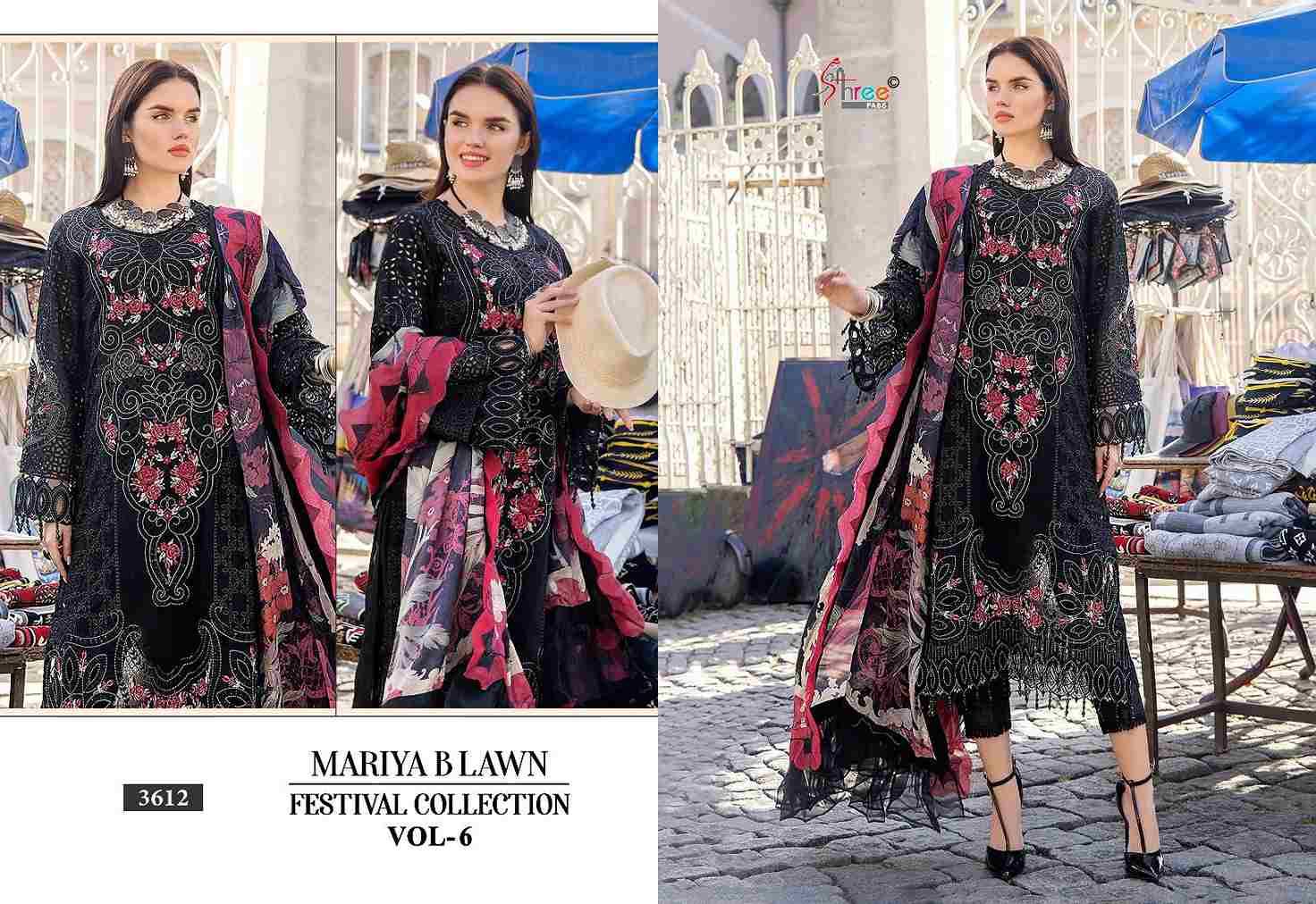 Mariya B Lawn Festival Collection Vol-6 By Shree Fabs 3611 To 3616 Series Designer Pakistani Suits Beautiful Stylish Fancy Colorful Party Wear & Occasional Wear Pure Lawn Cotton Print Embroidered Dresses At Wholesale Price