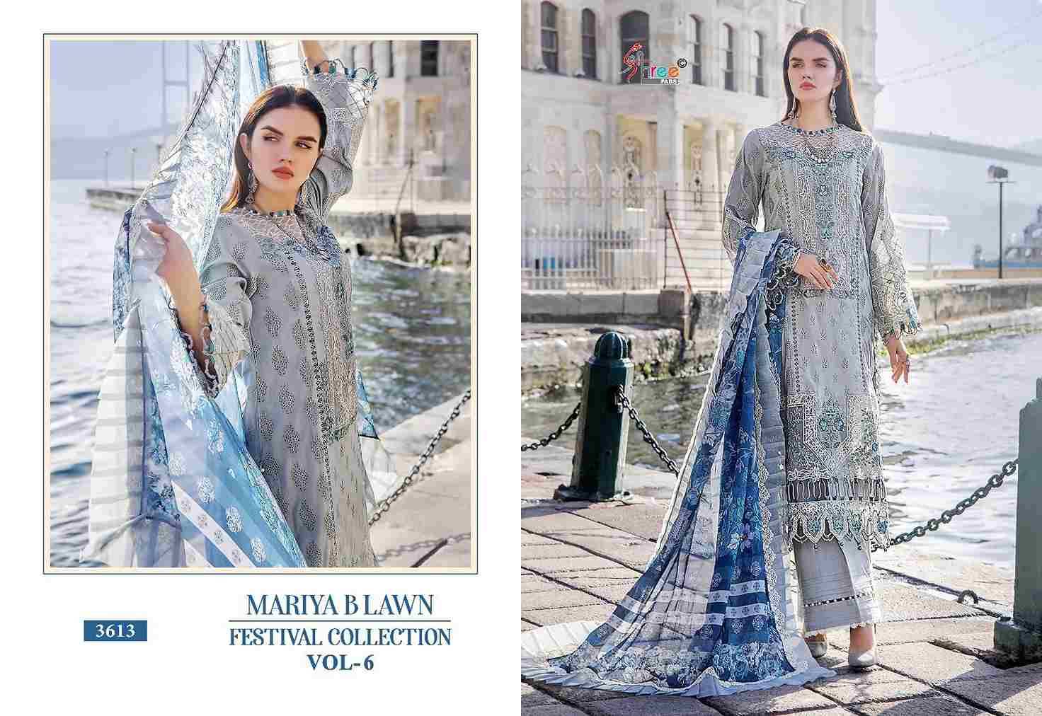 Mariya B Lawn Festival Collection Vol-6 By Shree Fabs 3611 To 3616 Series Designer Pakistani Suits Beautiful Stylish Fancy Colorful Party Wear & Occasional Wear Pure Lawn Cotton Print Embroidered Dresses At Wholesale Price