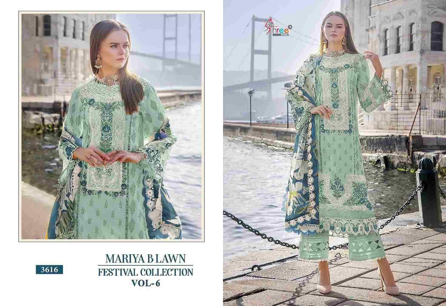 Mariya B Lawn Festival Collection Vol-6 By Shree Fabs 3611 To 3616 Series Designer Pakistani Suits Beautiful Stylish Fancy Colorful Party Wear & Occasional Wear Pure Lawn Cotton Print Embroidered Dresses At Wholesale Price