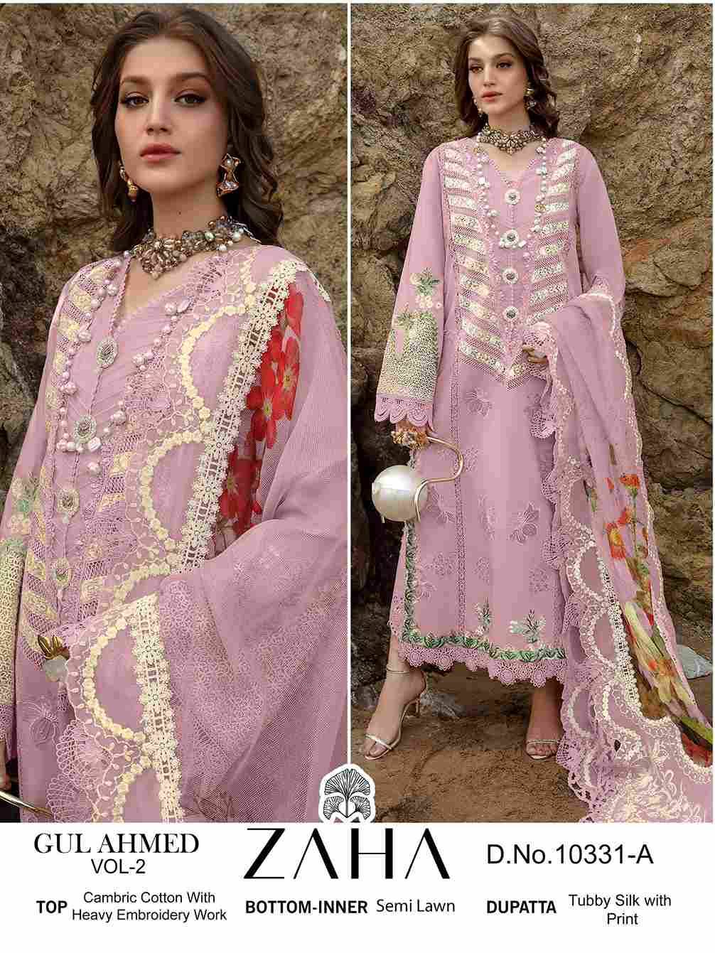 Gul Ahmed Vol-2 By Zaha 10331-A To 10331-D Series Beautiful Pakistani Suits Stylish Fancy Colorful Party Wear & Occasional Wear Cambric Cotton With Embroidery Dresses At Wholesale Price