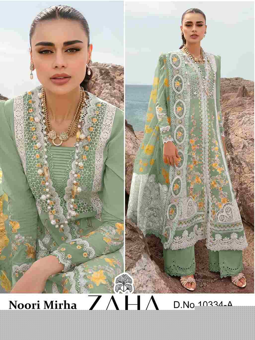 Noori Mirha By Zaha 10334-A To 10334-D Series Pakistani Suits Beautiful Fancy Colorful Stylish Party Wear & Occasional Wear Cambric Cotton Embroidery Dresses At Wholesale Price