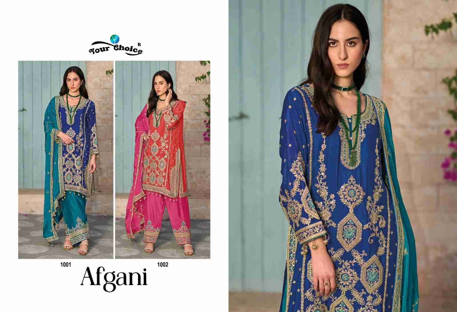 Afgani By Your Choice 1001 To 1002 Series Festive Suits Beautiful Fancy Colorful Stylish Party Wear & Occasional Wear Pure Chinnon Dresses At Wholesale Price