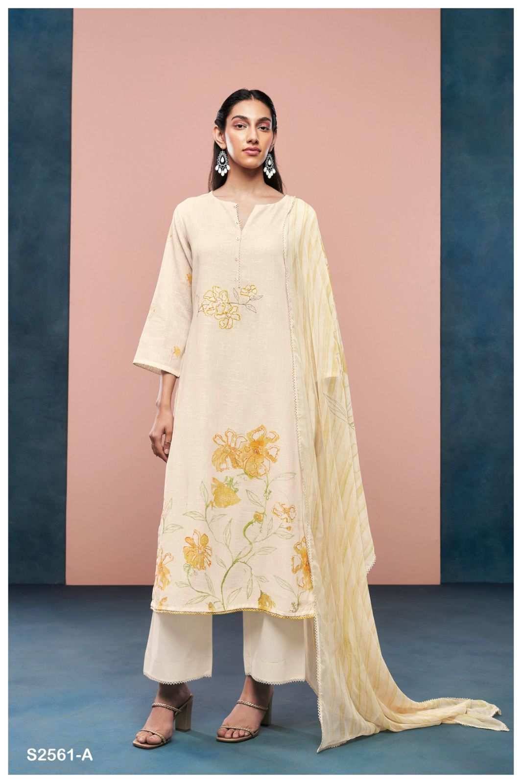 Evin-2561 By Ganga Fashion 2561-A To 2561-D Series Beautiful Festive Suits Colorful Stylish Fancy Casual Wear & Ethnic Wear Premium Cotton Linen Dresses At Wholesale Price