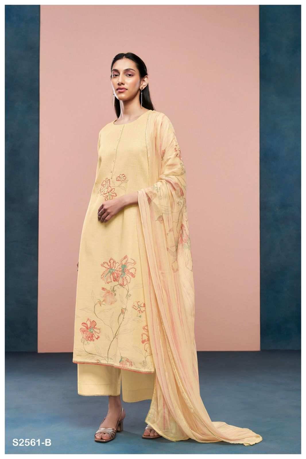 Evin-2561 By Ganga Fashion 2561-A To 2561-D Series Beautiful Festive Suits Colorful Stylish Fancy Casual Wear & Ethnic Wear Premium Cotton Linen Dresses At Wholesale Price