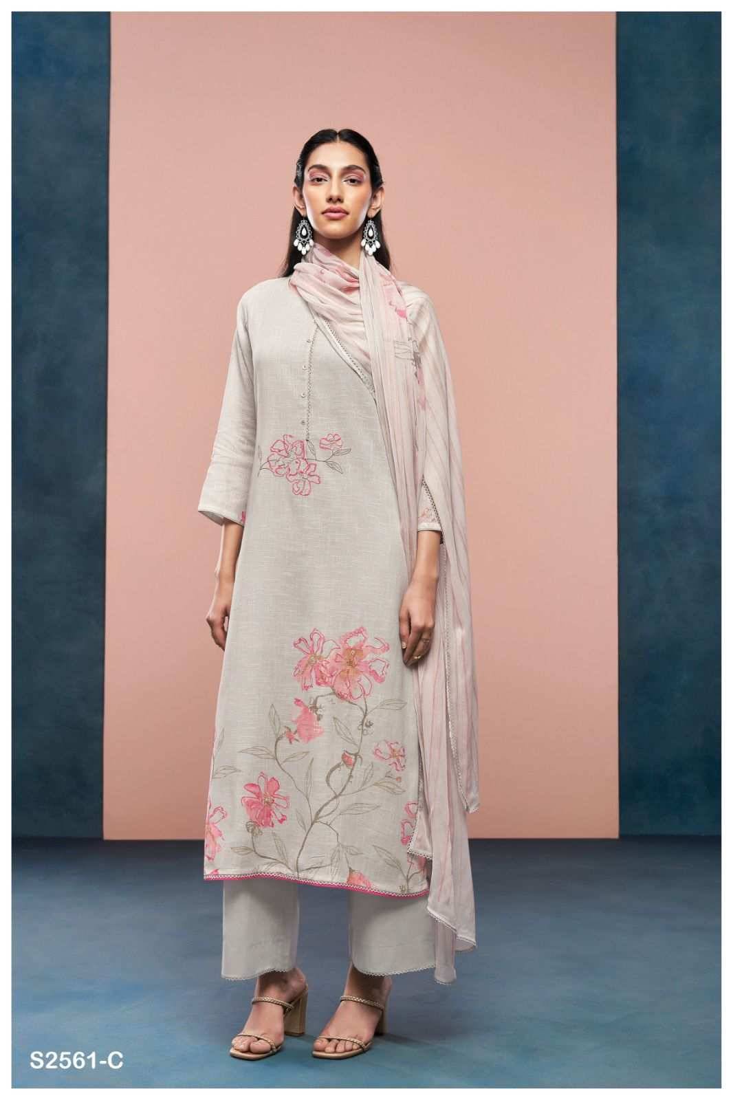 Evin-2561 By Ganga Fashion 2561-A To 2561-D Series Beautiful Festive Suits Colorful Stylish Fancy Casual Wear & Ethnic Wear Premium Cotton Linen Dresses At Wholesale Price