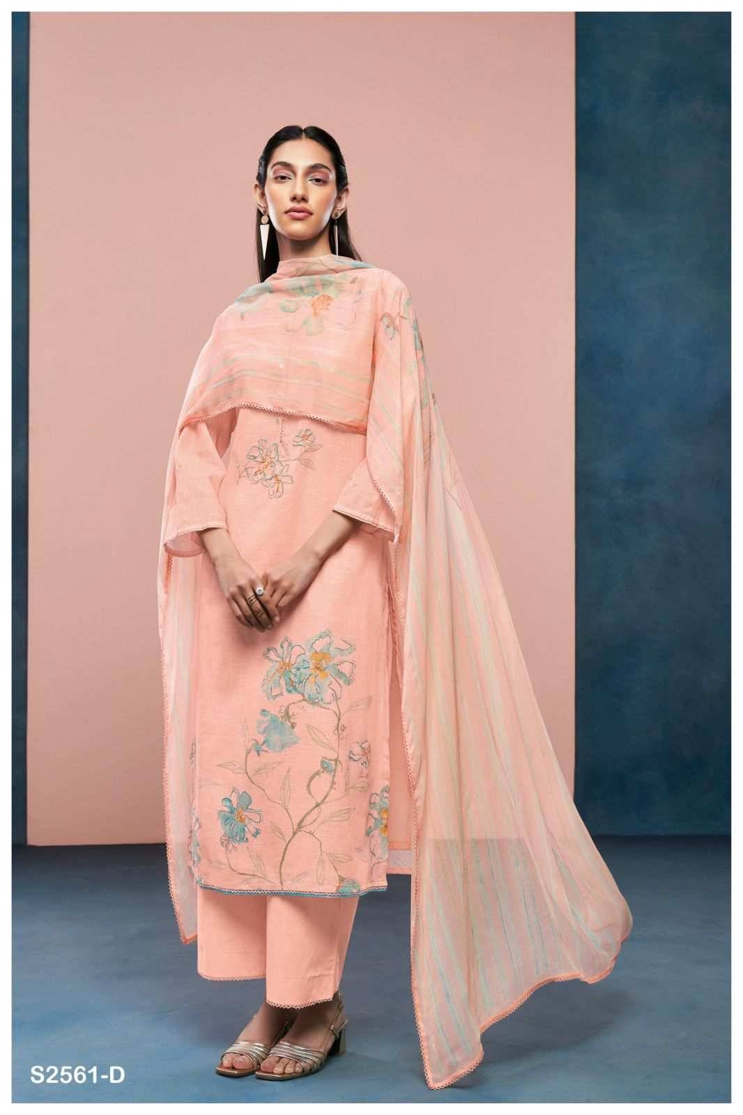 Evin-2561 By Ganga Fashion 2561-A To 2561-D Series Beautiful Festive Suits Colorful Stylish Fancy Casual Wear & Ethnic Wear Premium Cotton Linen Dresses At Wholesale Price