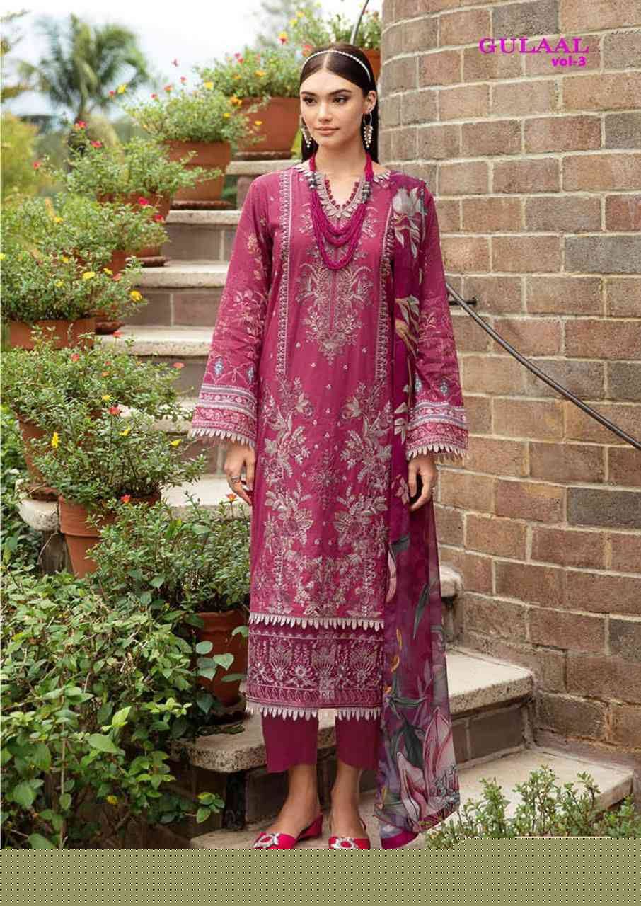 Gulaal Vol-3 By Nand Gopal Print 3001 To 3008 Series Beautiful Festive Suits Colorful Stylish Fancy Casual Wear & Ethnic Wear Pure Cotton Print Dresses At Wholesale Price