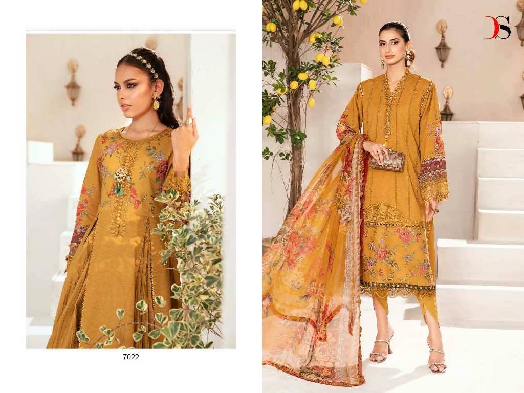Maria.B. Mprint-24 Vol -2 By Deepsy Suits 7021 To 7027 Series Pakistani Stylish Beautiful Colourful Printed & Embroidered Party Wear & Occasional Wear Pure Cotton Dresses At Wholesale Price