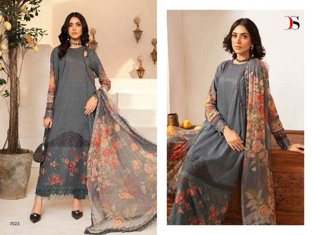 Maria.B. Mprint-24 Vol -2 By Deepsy Suits 7021 To 7027 Series Pakistani Stylish Beautiful Colourful Printed & Embroidered Party Wear & Occasional Wear Pure Cotton Dresses At Wholesale Price