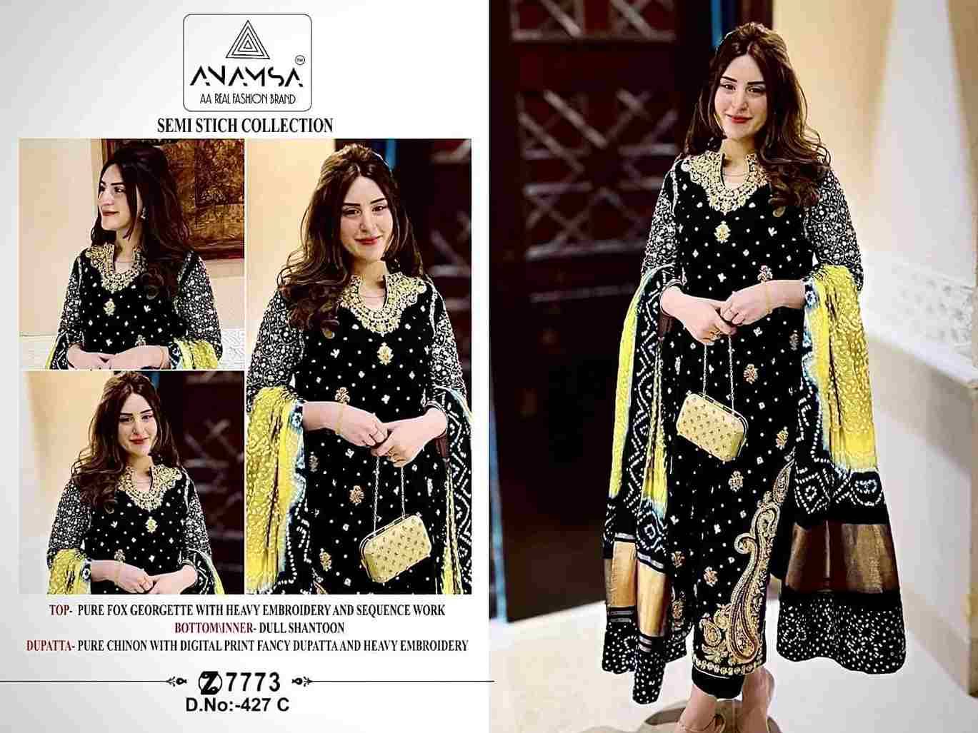Anamsa Hit Design 427 Colours By Fashid Wholesale 427-A To 427-D Series Beautiful Pakistani Suits Colorful Stylish Fancy Casual Wear & Ethnic Wear Pure Faux Georgette Embroidered Dresses At Wholesale Price