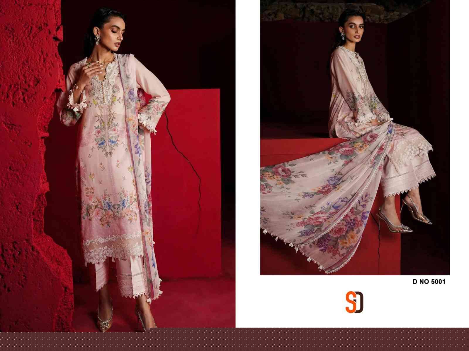 Sana Safinaz Vol-5 By Shraddha Designer 5001 To 5002 Series Beautiful Pakistani Suits Colorful Stylish Fancy Casual Wear & Ethnic Wear Pure Lawn Cotton With Embroidered Dresses At Wholesale Price