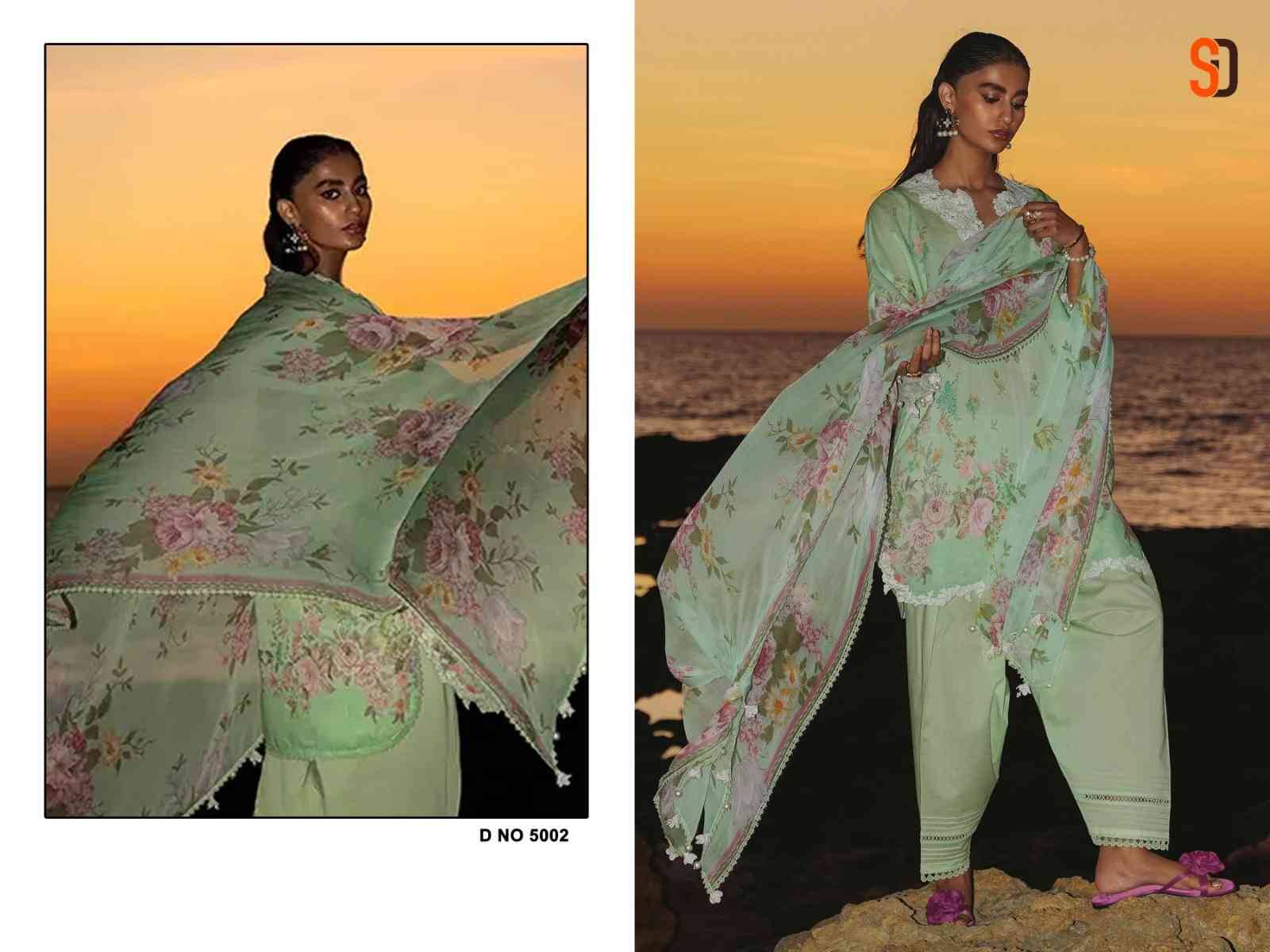 Sana Safinaz Vol-5 By Shraddha Designer 5001 To 5002 Series Beautiful Pakistani Suits Colorful Stylish Fancy Casual Wear & Ethnic Wear Pure Lawn Cotton With Embroidered Dresses At Wholesale Price