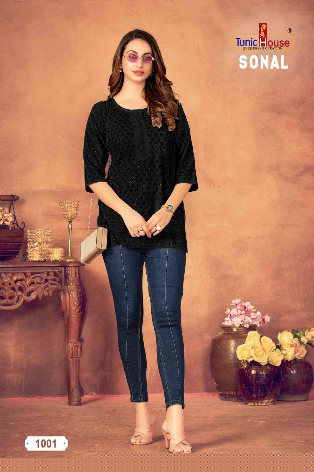 Sonal By Tunic House Designer Stylish Fancy Colorful Beautiful Party Wear & Ethnic Wear Collection Viscose Rayon With Work Tops At Wholesale Price